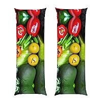 Fresh Vegetables Fruits Digital Printing Body Pillow Case Hidden Zippe Soft for Hair and Skin 20 x 54 inches