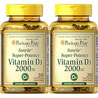 Vitamin D3 50mcg (2,000 IU) Bolsters Immune Health for Support of Immune Health and Healthy Bones and Teeth 200 Softgels (Pack of 2)