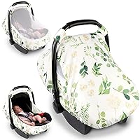 Leaf Car Seat Cover for Babies Girl or Boy，Leaf Infant Carseat Canopy Sun Cover，Baby Carrier Cover with Zipped Peep Windows and Breathable Mesh, Stretchy 3in1Multi-use Stroller Cover