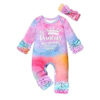 Queenstyle Newborn Baby Girl Clothes Long Sleeve Romper Jumpsuit Cute Infant Girl's One-Piece With Headband