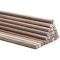 24 Pcs Wooden Dowel Rods Walnut Dowel Rod Sticks Wooden Dowels for Crafts Wooden Stick Round Dowels for Woodworking Unfinished Wood for Crafting Woodworking Building Material (1/2 x 12 Inch)