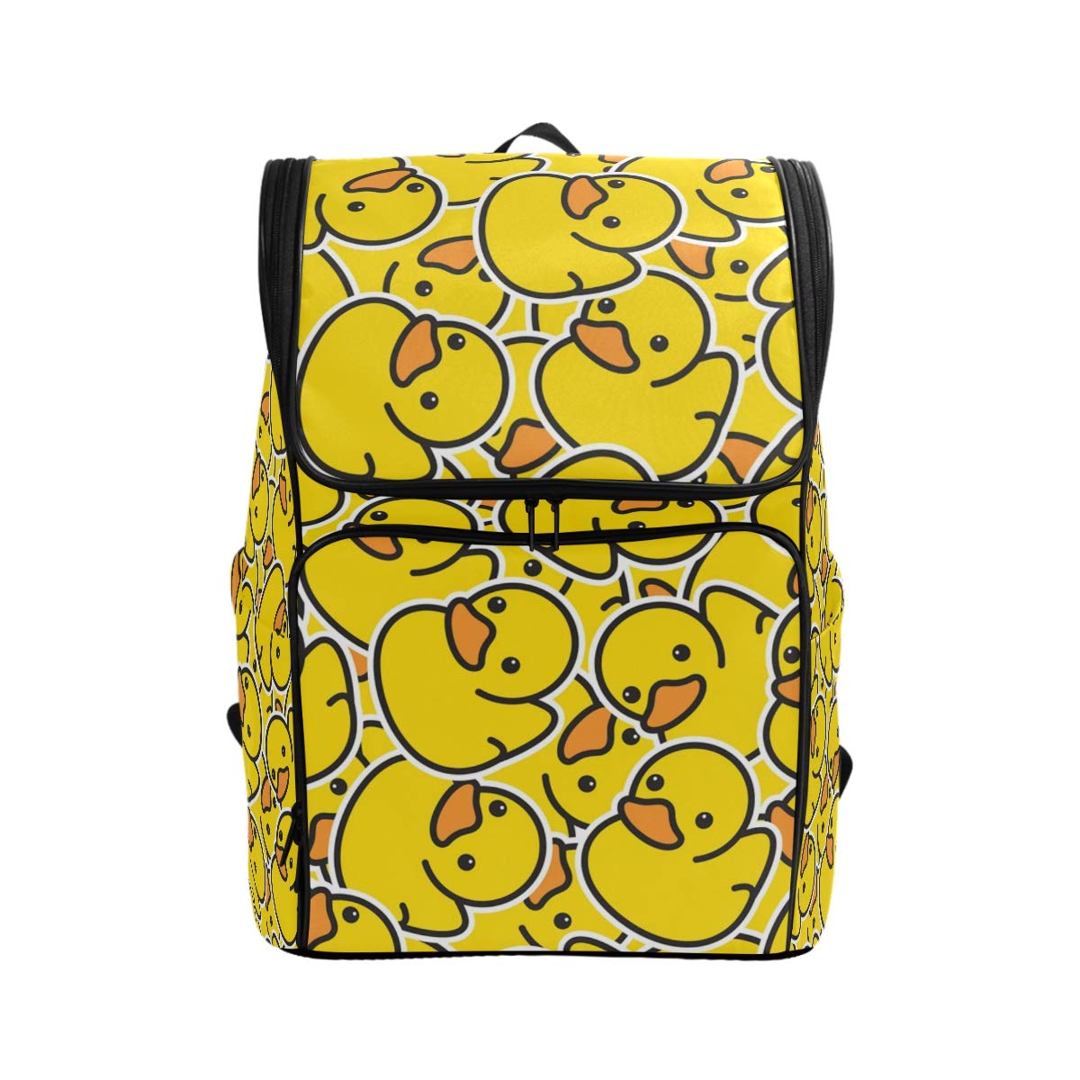 Naanle Cute Funny Yellow Ducks Pattern Casual Daypack College Students Multipurpose Backpack Large Travel Hiking Bags Computer Bag for Men Women