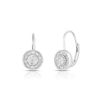 Natalia Drake Small Round Drop Leverback Bridal 1/4 Cttw Diamond Earrings for Women in Rhodium Plated 925 Sterling Silver