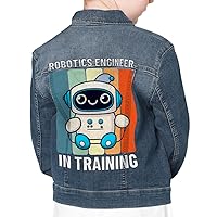 Robotics Engineer in Training Kids' Denim Jacket - Cartoon Jean Jacket - Robot Denim Jacket for Kids