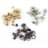 HJ Garden 4pcs Brass Ball Studs Rivets Nails Rotatable Triangle Ring Buckle Handle Connector with Mini Screwdriver,DIY Leather Crafts Accessories