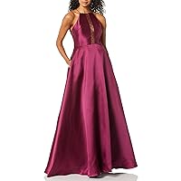 Women's Ballgown with Spotted Mesh Detail on Front Bodice