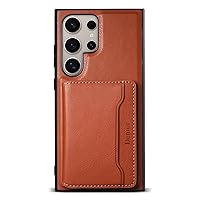 PU Leather Phone Case for Samsung Galaxy S24ultra/S24plus/S24 | Magnetic Detachable Card Holder | Wireless Charging Support | Elegant Colors (S24 Plus,Brown1)