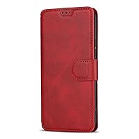 Wallet Case for Samsung Galaxy S24 S24 Plus S24 Ultra PU Leather Magnetic Flip Folio Phone Cover with Card Holder Kickstand Shockproof Protective Case (Red,forS24Ultra)