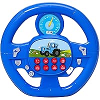 Russian Cartoon Blue Tractor Musical Steering Wheel - Interactive Sound Toy for Playful Learning