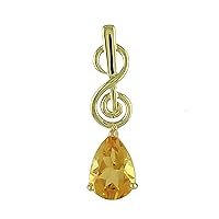 Carillon Citrine Natural Gemstone Pear Shape Pendant 925 Sterling Silver Party Jewelry | Yellow Gold Plated