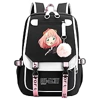 Student Water Resistant Bookbag-Spy Family Cartoon Knapsack with USB Charging Port Anya Forger Cute Rucksack