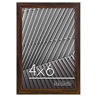 Americanflat 4x6 Picture Frame in Walnut - Thin Border Photo Frame with Shatter-Resistant Glass, Hanging Hardware, and Built-in Easel for Horizontal or Vertical Display Formats for Wall or Tabletop