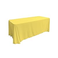LA Linen Polyester Poplin Washable Rectangular Tablecloth, Stain and Wrinkle Resistant Table Cover 90x132, Fabric Table Cloth for Dinning, Kitchen, Party, Holiday 90 by 132-Inch, Yellow Light