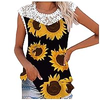Dressy Tops for Women Night Out Partying Womens Tops Trendy Floral Print Summer Tops Loose Fit Lace T Shirts S
