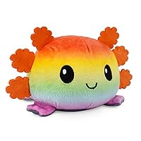 TeeTurtle - The Original Reversible Axolotl Plushie - Gray + Rainbow - Cute Sensory Fidget Stuffed Animals That Show Your Mood