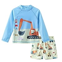 Toddlers and Baby Boys Rash Guard Swim Set for Boys Long Sleeve Bathing Suits with Swim Trunks Two Piece Swimwear