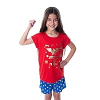 DC Comics Girls' Wonder Woman Strong and Fierce Shirt and Shorts Loungewear 2 Piece Pajama Set
