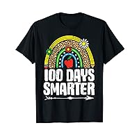 100 days Smarter Rainbow Teacher leopard 100th day Of School T-Shirt