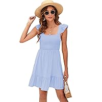 KOJOOIN Women's Dress Boho Short Sleeve Summer Casual Long Wrap Dress V Neck Tunic Midi Dress with Slit
