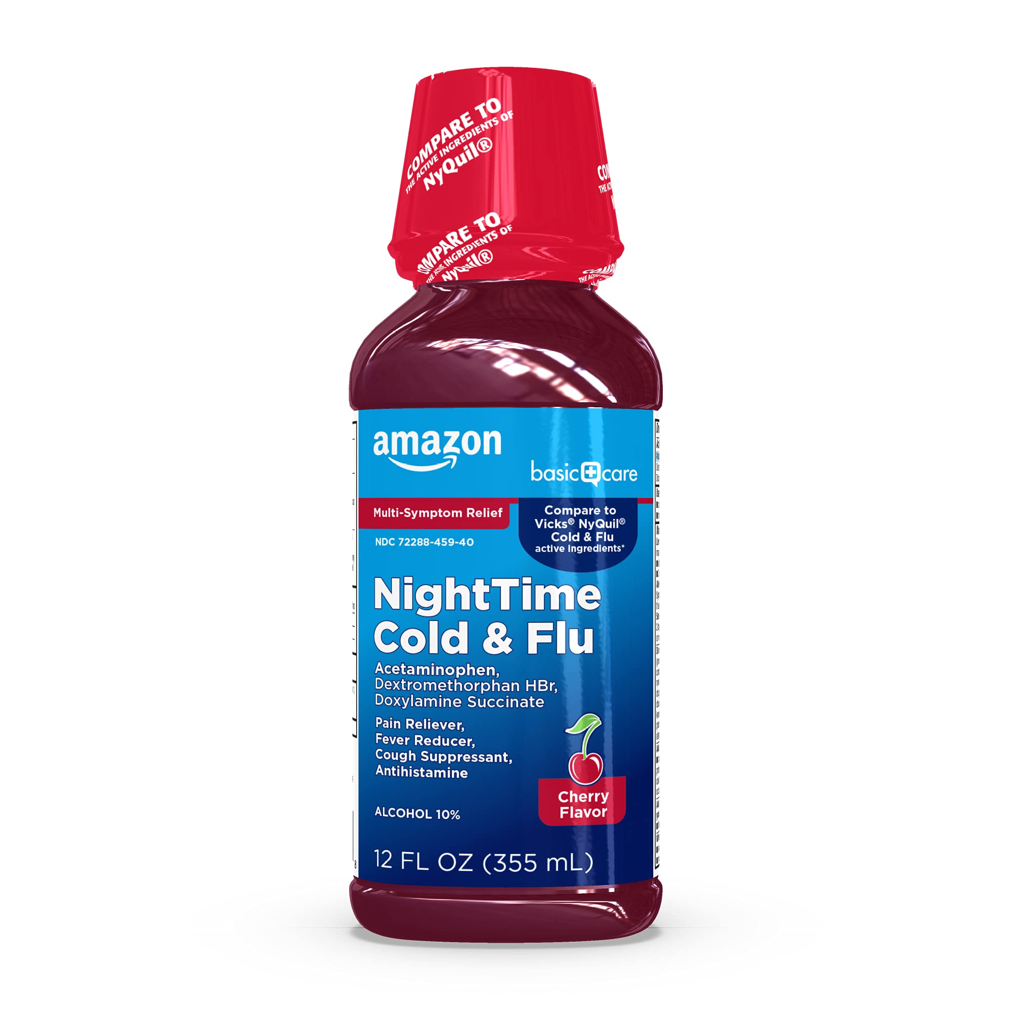 Basic Care Night Time Cold & Flu, Cherry, 12 Ounce