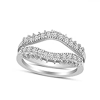 1/3 Carat | 10K White Gold | IGI Certfied Natural Diamond Curved Guard Ring Prong Setting | Brilliant-Cut Round Shape Diamond | H-I Color, I1-I2 Clarity