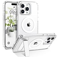 GUAGUA for iPhone 15 Pro Max Magsafe Case, iPhone 15 Pro Max Phone Case with Metal Kickstand, Slim Lightweight Anti-Yellowing Shockproof Protective Transparent Case for iPhone 15 Pro Max 6.7