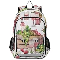 ALAZA Watercolor Wooden Box Of Bottle and Red White Grapes Reflective Backpack Outdoor Sport Safety Bag