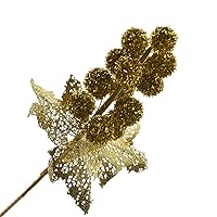 Homeford Glittered Pom Pom Ball Flower Spray Pick, 11-Inch (Gold)