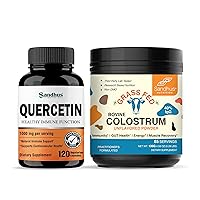 Sandhu's Quercetin 1000mg Capsules & Pure Bovine Colostrum Powder Supplement for Humans| Immune, Gut and Muscle Health Support| Non-GMO | Made in USA