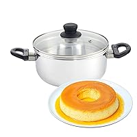 IMUSA 3 Quart Aluminum Flan Mold Double Boiler with Glass Lid, Bano Maria for Flan Pudding, Cake