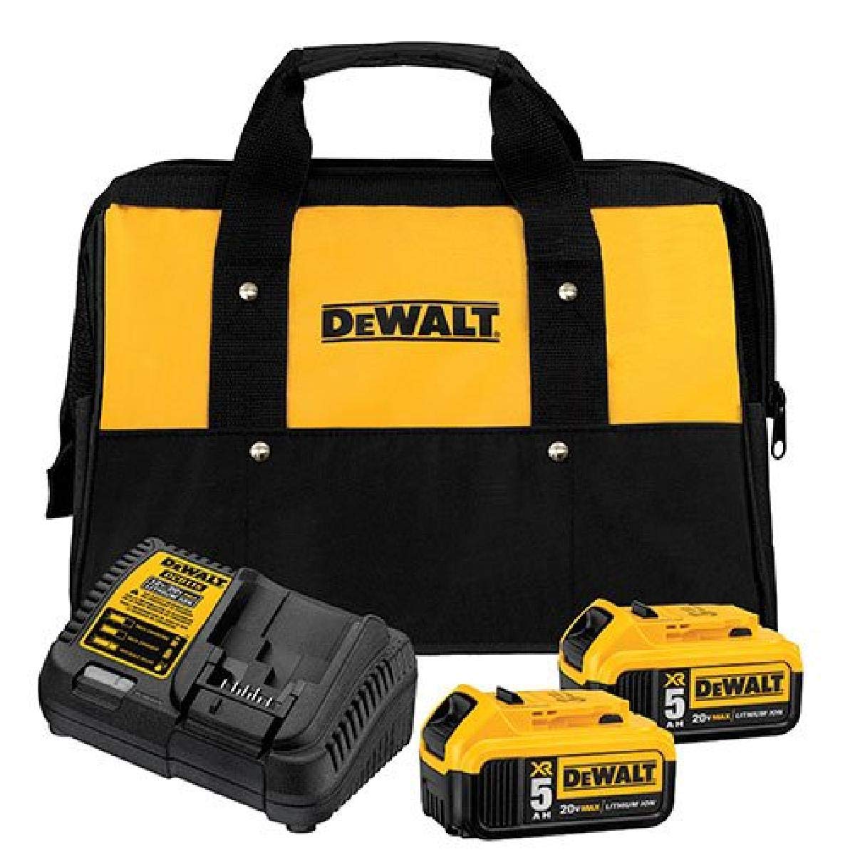 DEWALT 20V MAX Battery Starter Kit with 2 Batteries, 5.0Ah (DCB205-2CK) 20V MAX* XR Palm Sander, Sheet, Variable Speed, 1/4-Inch, Tool Only (DCW200B)