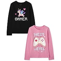 Baby Toddler Girls Long Sleeve Graphic T-Shirt 2-Pack