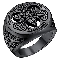FaithHeart Celtic Knot Signet Ring for Men Women, Stainless Steel/18K Gold Plated Jewelry with Delicate Packaging