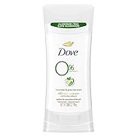 Dove 0% Aluminum Deodorant Stick Non irritating for Underarm Care Cucumber and Green Tea, 2.6 Oz