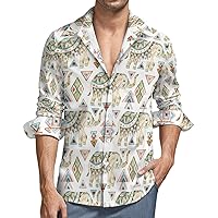 Watercolor Indian Elephant Men's Shirt Loose Fit Long Sleeve Shirt Beach Button-Up Casual Shirts Wedding Shirt