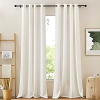 NICETOWN Flax Linen Curtains for Windows 84 inch Length, Grommet Semi Sheer Vertical Drapes Privacy Added with Light Filtering for Bedroom/Living Room, W52 x L84, 2 Pieces