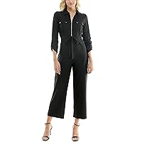 Sharagano Womens Monaco Stretch Ity Jumpsuit W/Functional Chest PocketsJumpsuit