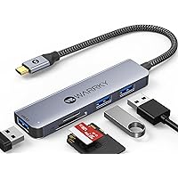 WARRKY USB C Hub, 5 in 1 SD/Micro SD Card Reader Adapter【Read 5 Ports Simultaneously, 3 Highspeed USB 3.0】 2TB Capacity OTG Compatible with iPhone 15 Pro, Samsung Galaxy, MacBook Pro/Air, iPad -Gray