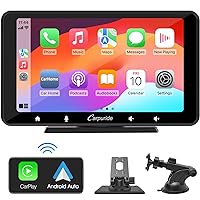 2024 Newest Upgrade Carpuride Portable Carplay - Wireless Car Stereo - 7 Inch IPS Touch Screen Car Radio Receiver with Android Auto, Mirror Link, Bluetooth, Voice Control, Light Sensing, AUX