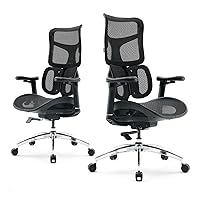 SIHOO Doro S100 Ergonomic Office Chair - with Dual Dynamic Lumbar Support, 5-Level Adjustable Backrest, 4D Coordinated Armrests, 135-degree Max. Recline Angle, Suitable for Home Office (Black)