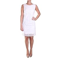 TAHARI Women's 'Fran' Laser Cut Shift Dress-W-2 White