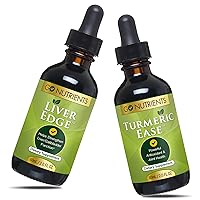 Go Nutrients Liver Edge & Turmeric Ease Healthy, & Easy to Take Liquid Turmeric Extract Liver Cleanse & Advanced Liver Supplement Milk Thistle Seed, Dandelion Root, Wormwood Leaf, Turmeric Root