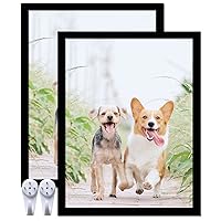 Black 17x22 Picture Frame Set of 2, High Transparent Picture Frames for 17 x 22 Photo Canvas Collage Poster Certificate Wall Gallery Horizontal Vertical 17 By 22