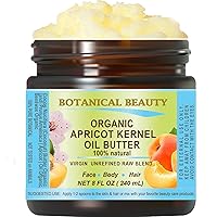 Organic APRICOT KERNEL OIL BUTTER Pure Natural Virgin Unrefined RAW 8 Fl. Oz.- 240 ml for FACE, SKIN, BODY, DAMAGED HAIR, NAILS