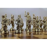 (Without Board) Historical Handmade Rome Figures Metal Chess Pieces Big Size King 4 inc (Only Pieces)