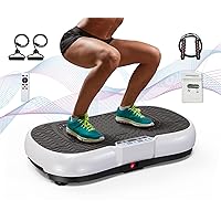 Bigzzia Vibration Plate Exercise Machine 10 Modes Whole Body Workout Vibration Fitness Platform w/ Loop Bands Jump Rope Bluetooth Speaker Home Training Equipment for Weight Loss & Toning