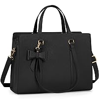 Laptop Bag for Women 15.6 inch Laptop Tote Bag Waterproof Leather Computer Bag Large Lightweight Briefcase Professional Business Office Work Bag Black