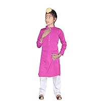 Kid's Wear Pink Kurta Pajama Set Ethnic Wedding Wear Boy's Cotton Shirt Plus Size