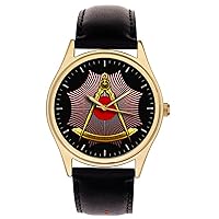 SYMBOLIC MASONIC DIVIDERS FLAME RED DIAL COLLECTIBLE 40 mm SOLID BRASS FREEMASONRY WRIST WATCH