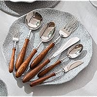 Wood Handle Silverware Set for 4,Luxury 28 Pieces Stainless Steel Flatware Cutlery Set,Kitchen Utensil Tableware Set Fork Spoon Knife for Restaurant Hotel Family Gatherings,Mirror Polished Wooden